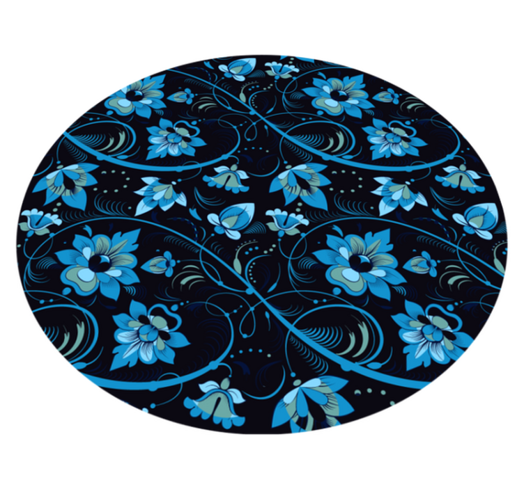 Tapis vinyle fleurs et plantes motif fleuri bleu - TenStickers