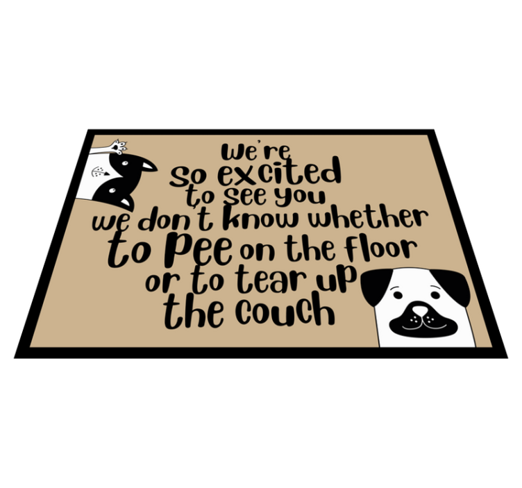 Tapis vinyle citation chiots excités saluant - TenStickers
