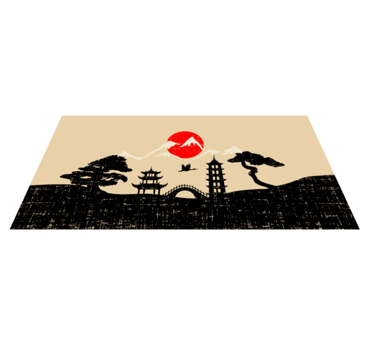 Tapis vinyle chambre scène de paysage japonais - TenStickers