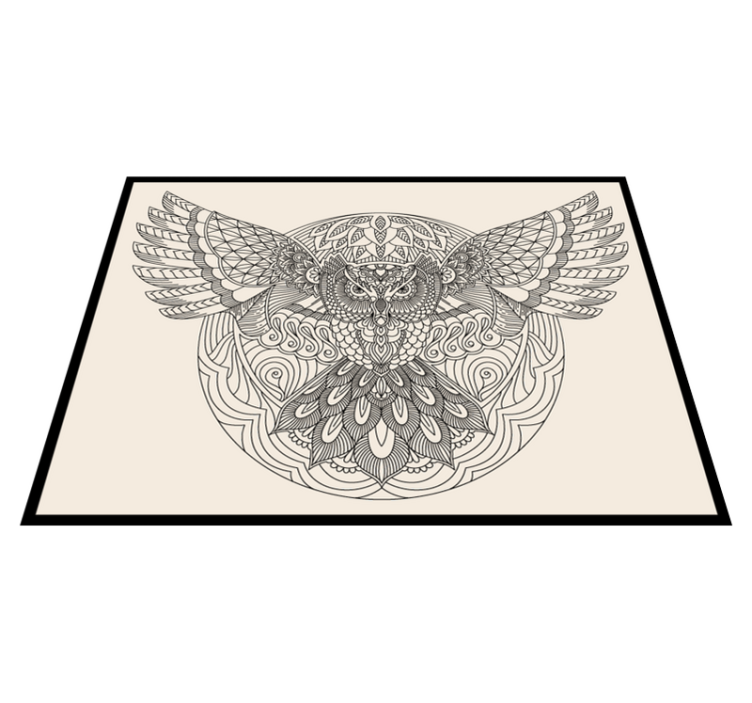 Tapis vinyle mandala motif de hibou élégant - TenStickers