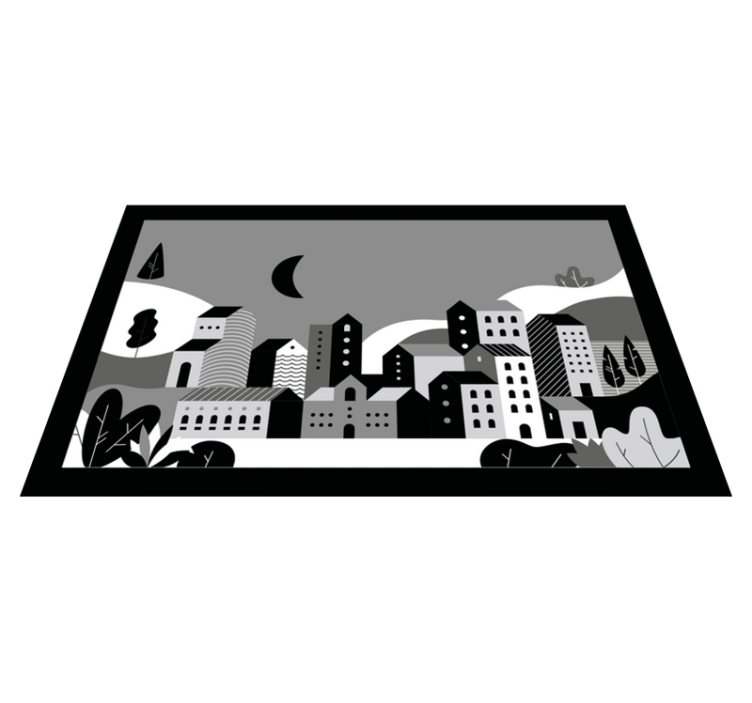 Tapis vinyle moderne paysage urbain en noir et blanc - TenStickers