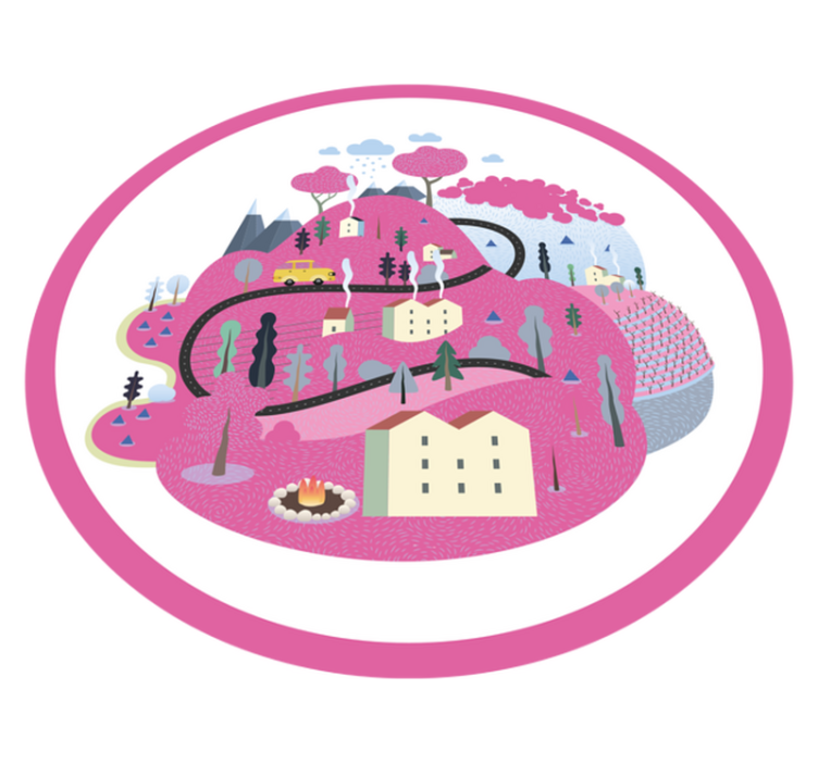 Tapis vinyle route scène de village colorée - TenStickers