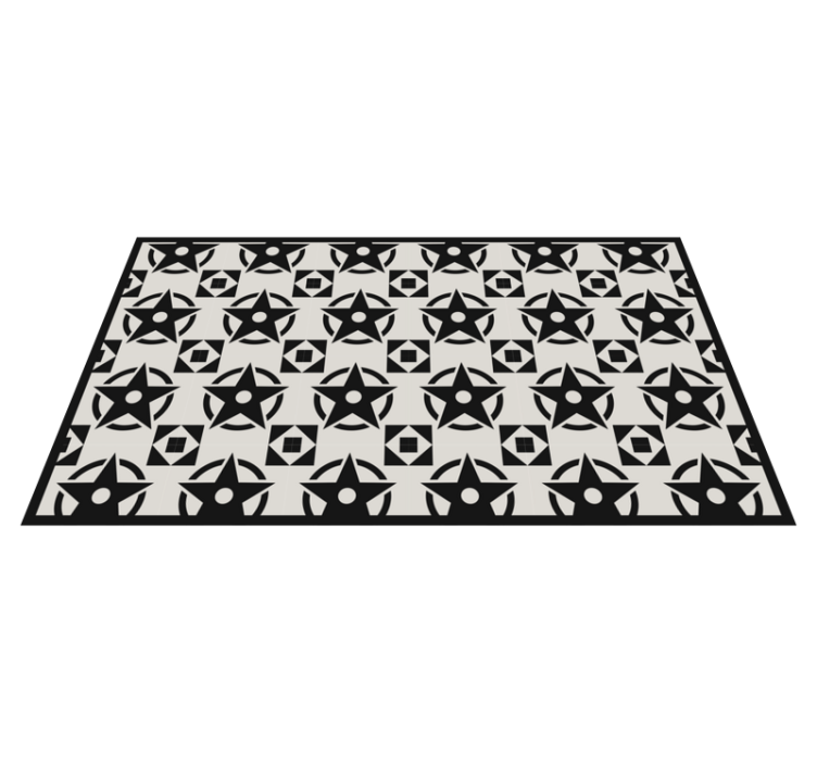 Tapis vinyle carreaux Fond blanc avec étoile noire - TenStickers
