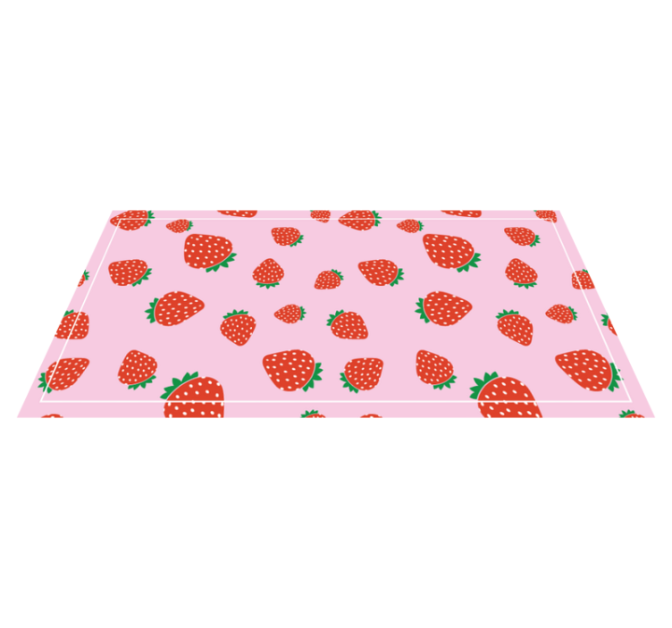 Tapis vinyle fleurs et plantes motif fraise rose - TenStickers