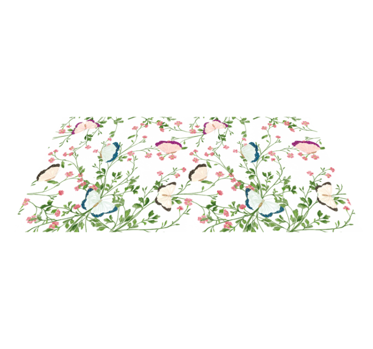 Tapis vinyle fleurs et plantes motif papillon - TenStickers