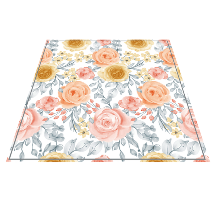 Tapis vinyle fleurs et plantes nuances roses - TenStickers