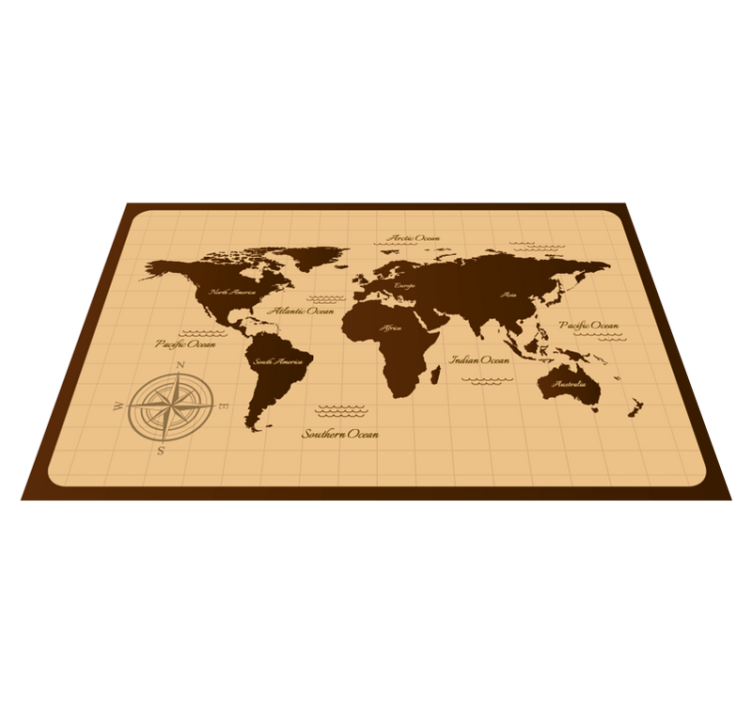 Tapis vinyle carte du monde design vintage marron - TenStickers