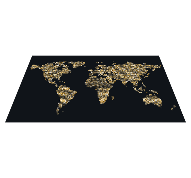 Tapis vinyle carte du monde carte du monde dorée - TenStickers