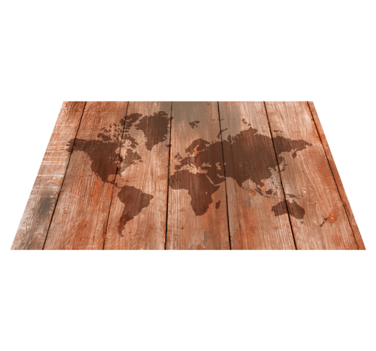 Tapis vinyle carte du monde effet bois - TenStickers