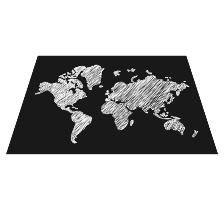 Tapis vinyle carte du monde design tableau noir gris - TenStickers