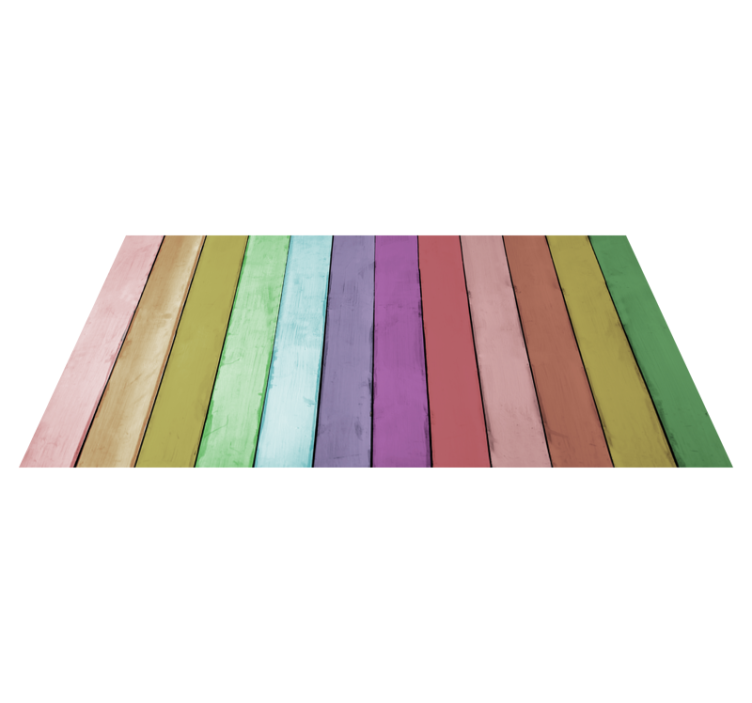 Tapis vinyle imitation parquet lignes arc-en-ciel vibrantes - TenStickers