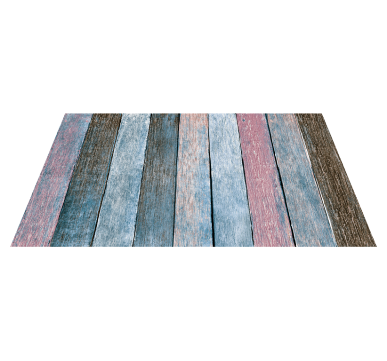 Tapis vinyle imitation parquet planches bleues et roses - TenStickers