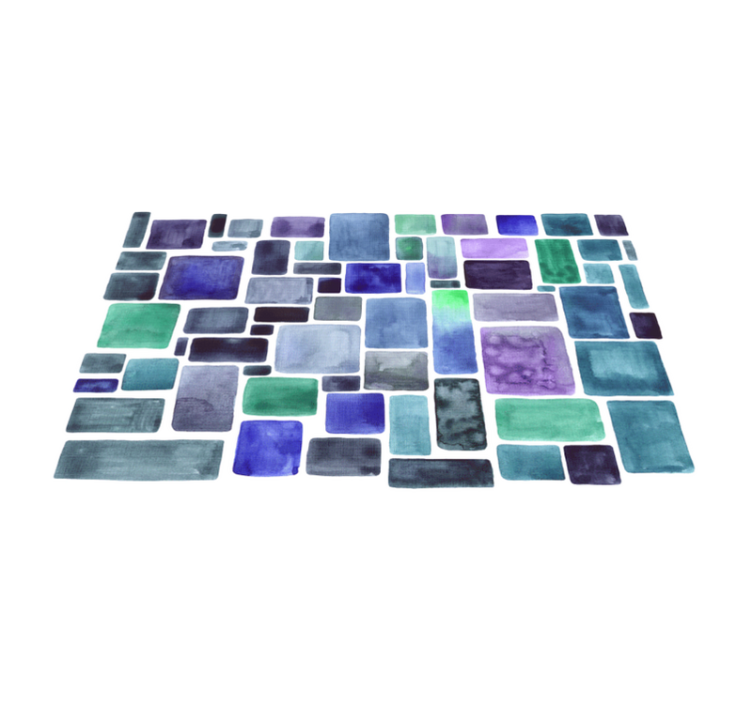 Tapis vinyle textures motif de blocs de nuances bleues - TenStickers