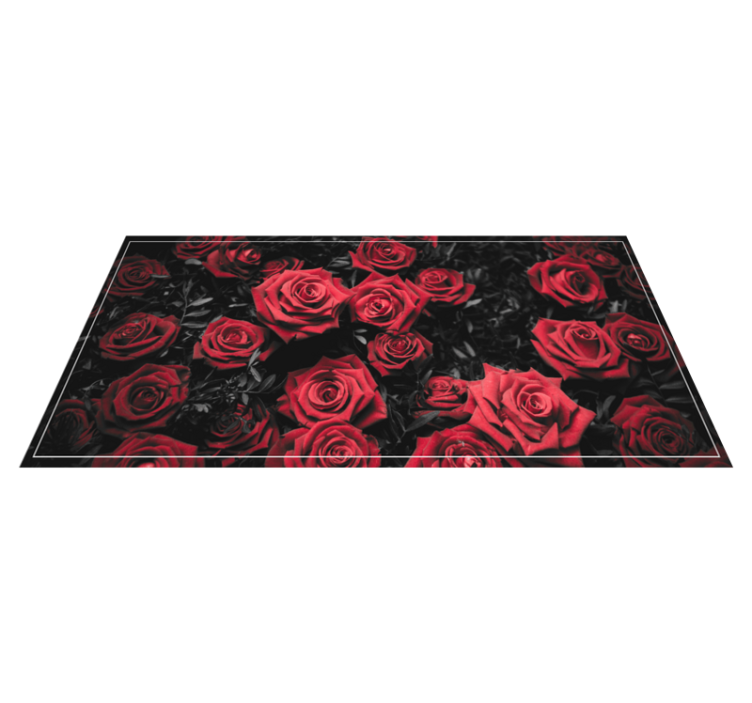 Tapis vinyle fleurs et plantes roses rouges réalistes - TenStickers