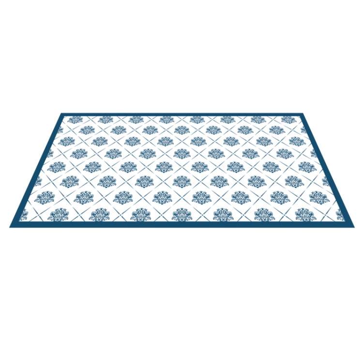Tapis vinyle salle de bain motif floral bleu - TenStickers