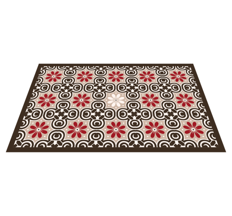 Tapis vinyle carreaux de ciment motifs floraux circulaires - TenStickers