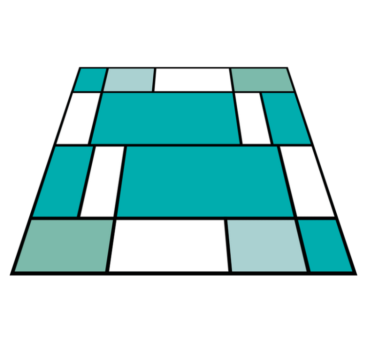 Tapis vinyle géométrique carreaux bleus mondrian - TenStickers