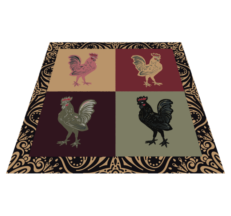 Tapis vinyle animal coq en carreaux classiques - TenStickers