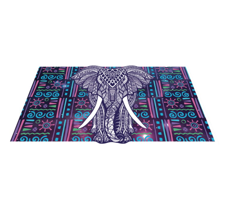 Tapis vinyle éthnique motif d'éléphant complexe - TenStickers