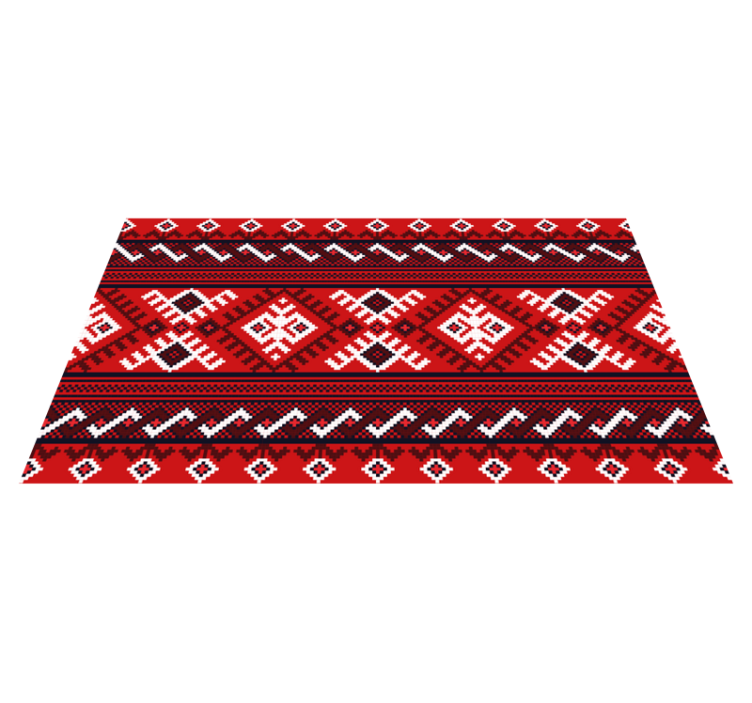 Tapis vinyle éthnique motifs géométriques rouges - TenStickers