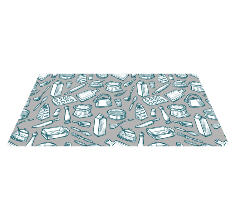 Tapis vinyle cuisine motif ustensiles de cuisine - TenStickers