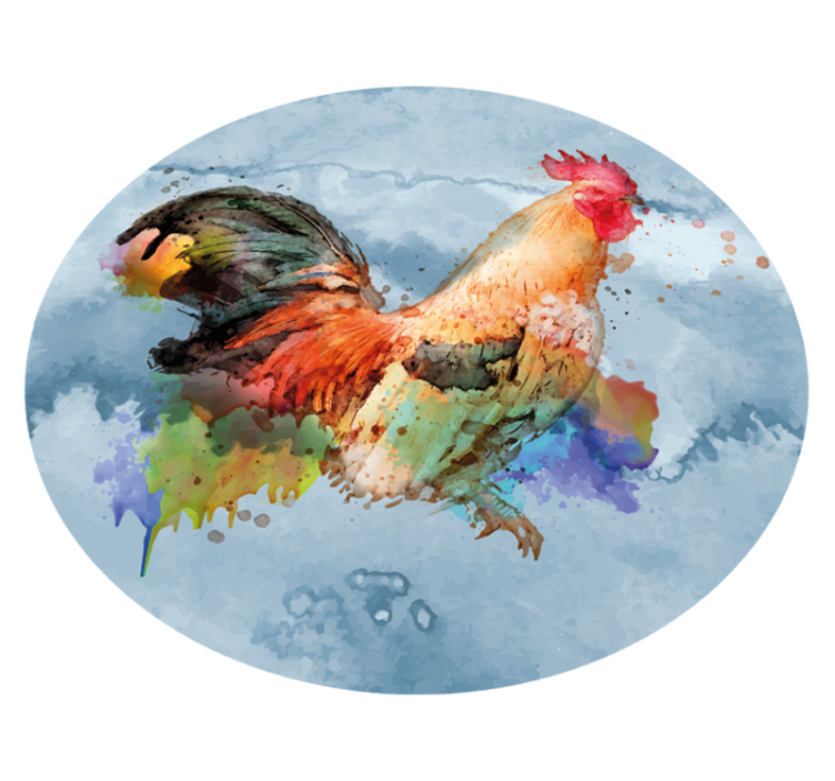 Tapis vinyle animal coq coloré Éclaboussure - TenStickers