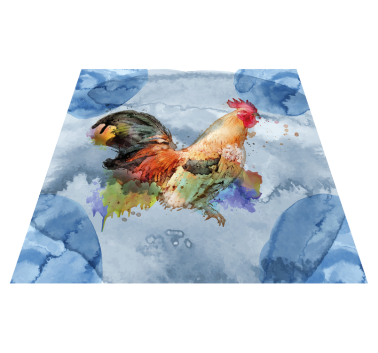 Tapis vinyle animal coq aquarelle - TenStickers