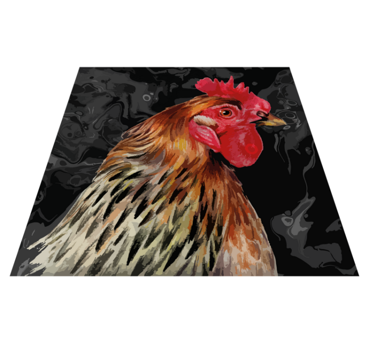 Tapis vinyle animal tête de coq colorée - TenStickers