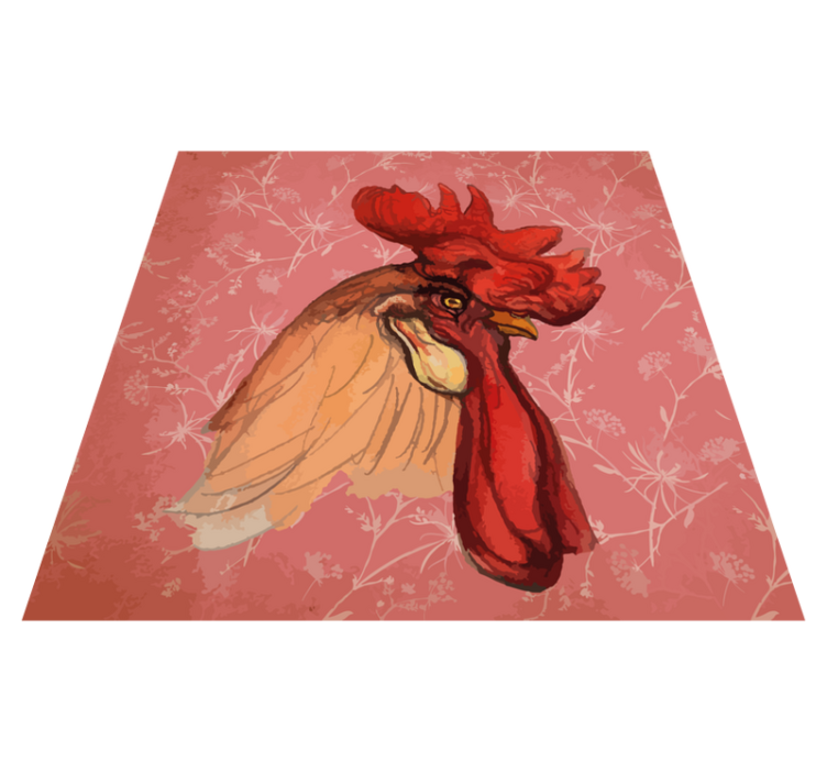 Tapis vinyle animal motif floral coq - TenStickers