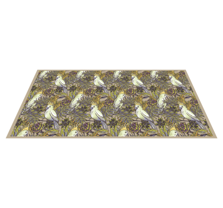 Tapis vinyle fleurs et plantes motif de perroquets colorés - TenStickers