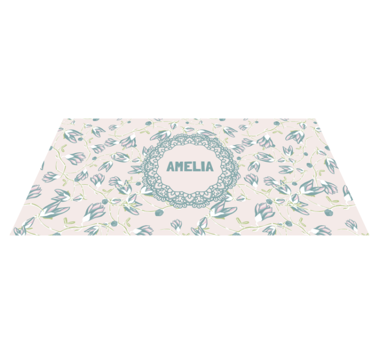 Tapis vinyle chambre motif floral avec nom - TenStickers