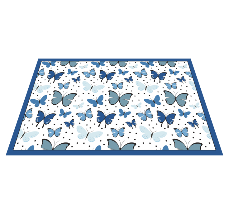 Tapis vinyle fleurs et plantes motif papillon bleu - TenStickers