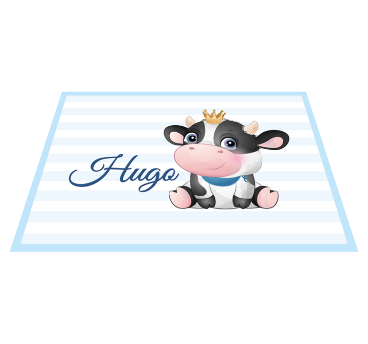 Tapis vinyle chambre bébé vache bébé avec nom - TenStickers