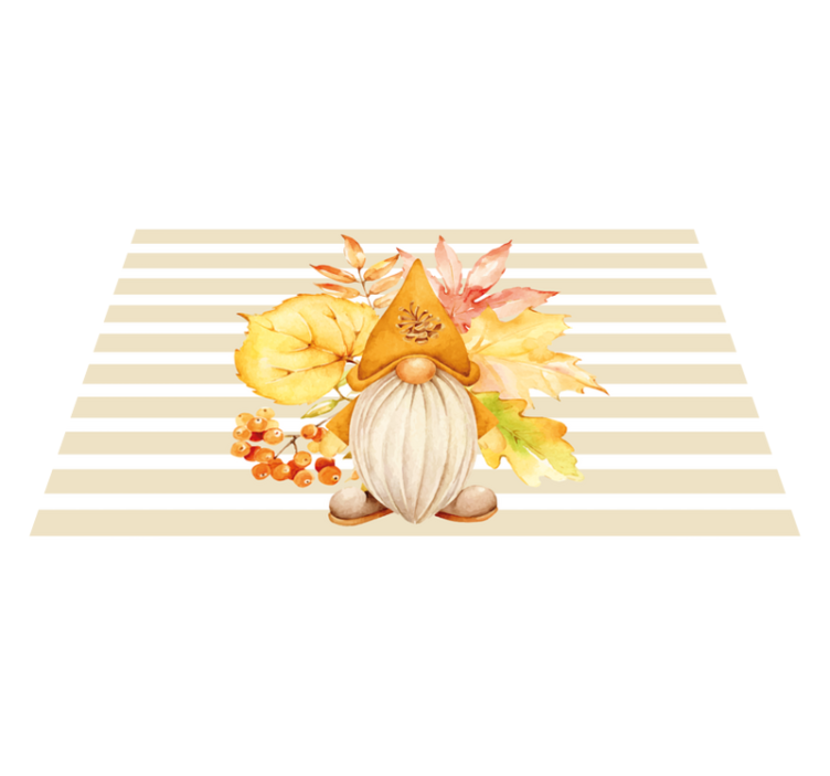 Tapis vinyle rayures charme de gnome d'automne - TenStickers