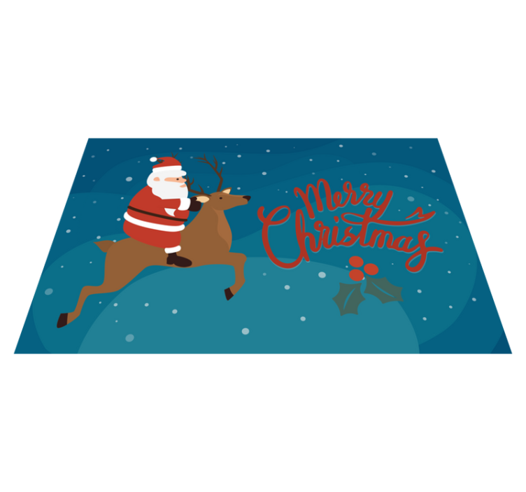 Tapis vinyle noël père noël sur un renne - TenStickers