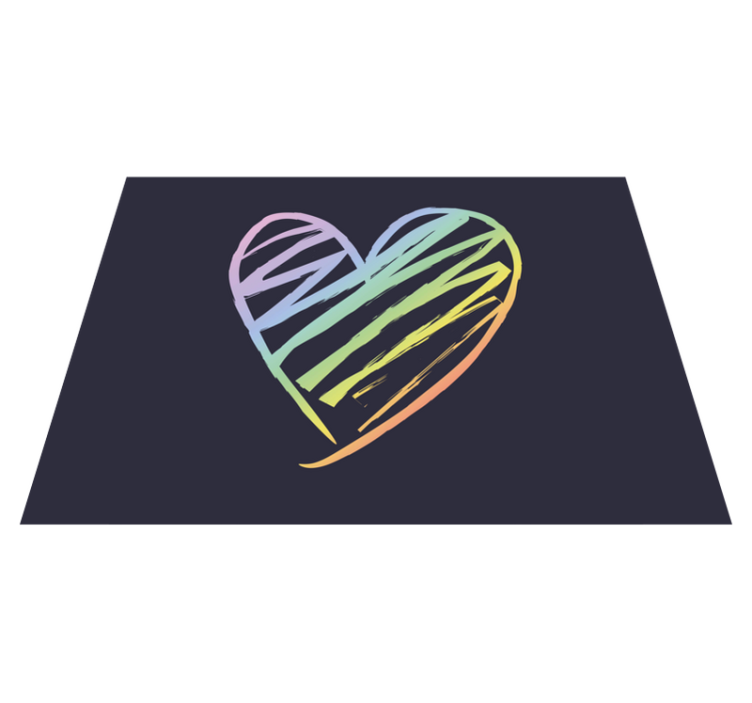 Tapis vinyle ado coeur arc-en-ciel - TenStickers