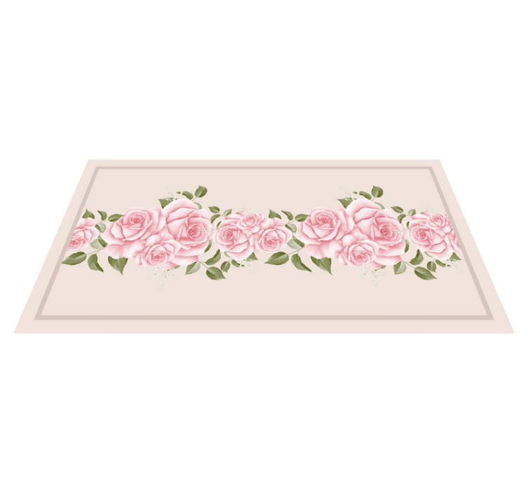 Tapis vinyle fleurs et plantes bordure de roses roses - TenStickers