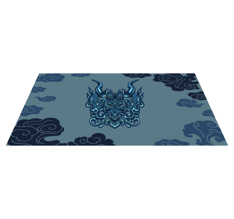 Tapis vinyle éthnique motif dragon gris - TenStickers