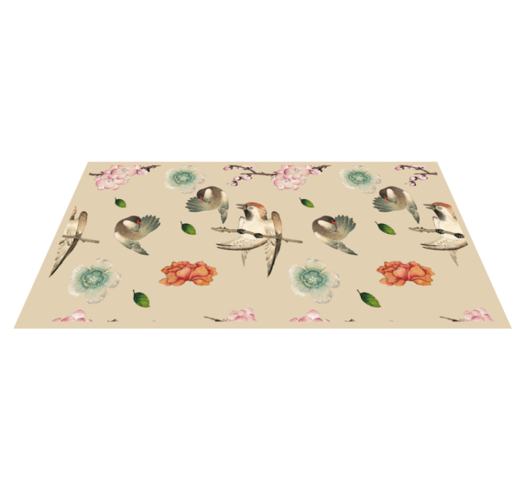 Tapis vinyle animal oiseaux et fleurs - TenStickers
