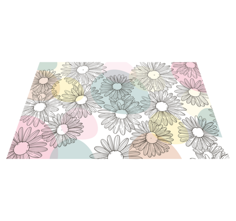 Tapis vinyle fleurs et plantes design marguerite aquarella - TenStickers