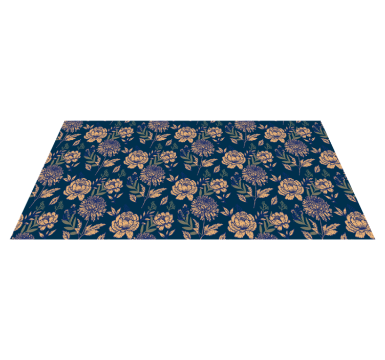 Tapis vinyle fleurs et plantes imprimé bleu délicat - TenStickers