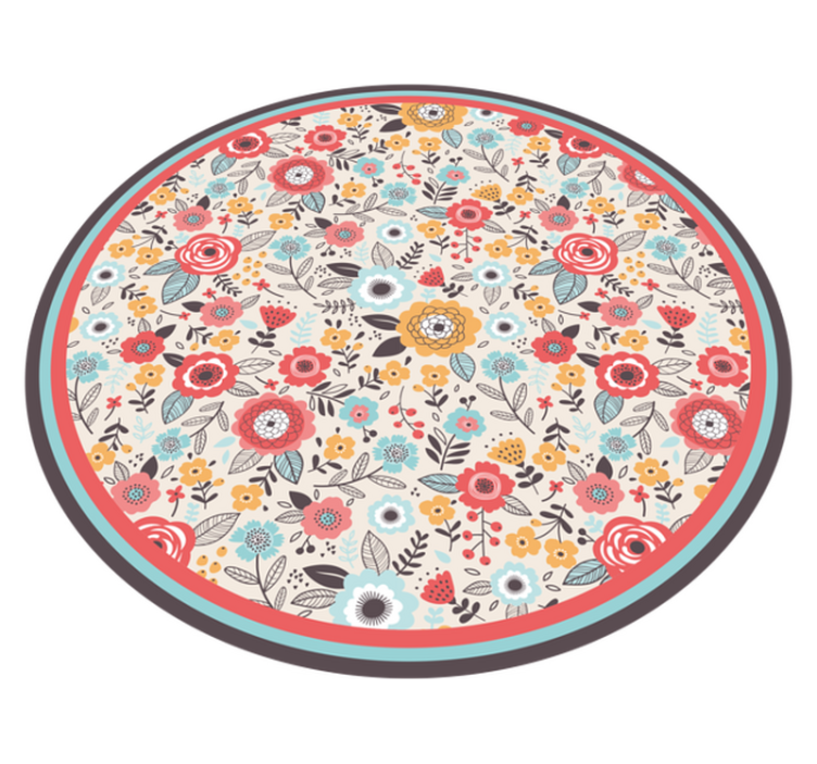 Tapis vinyle fleurs et plantes motif circulaire floral - TenStickers