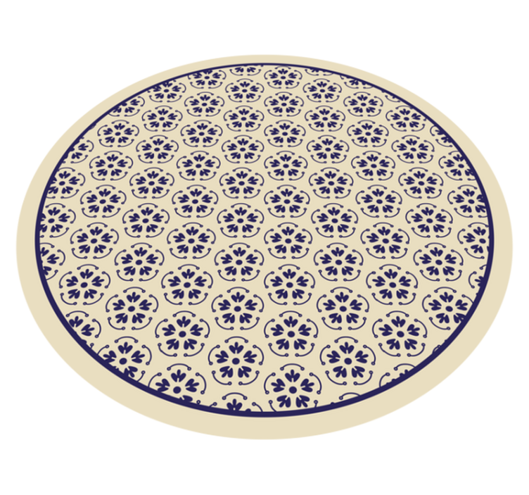 Tapis vinyle fleurs et plantes motif de mosaïque circulaire - TenStickers