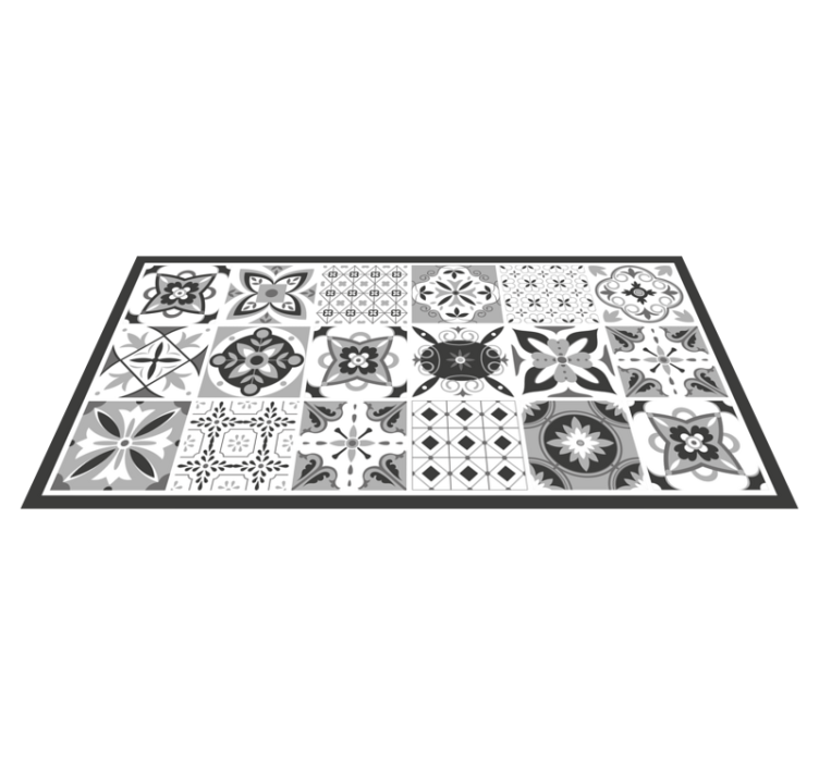Tapis vinyle cuisine carreaux gris - TenStickers