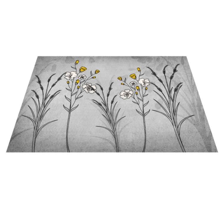 Tapis vinyle fleurs et plantes détail de croquis floral - TenStickers