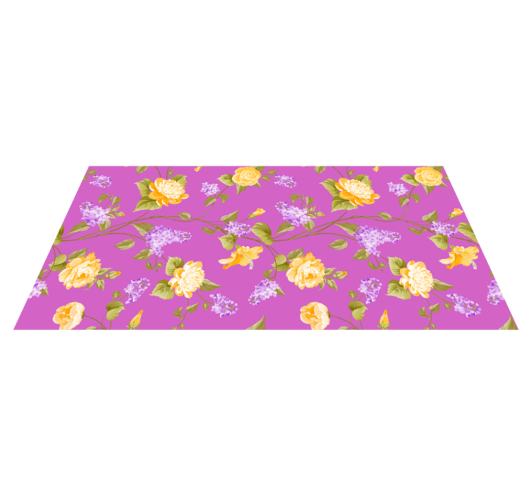 Tapis vinyle fleurs et plantes fond violet et fleurs - TenStickers