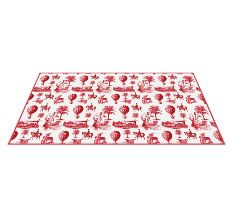 Tapis vinyle jouy illustration exotique rouge - TenStickers