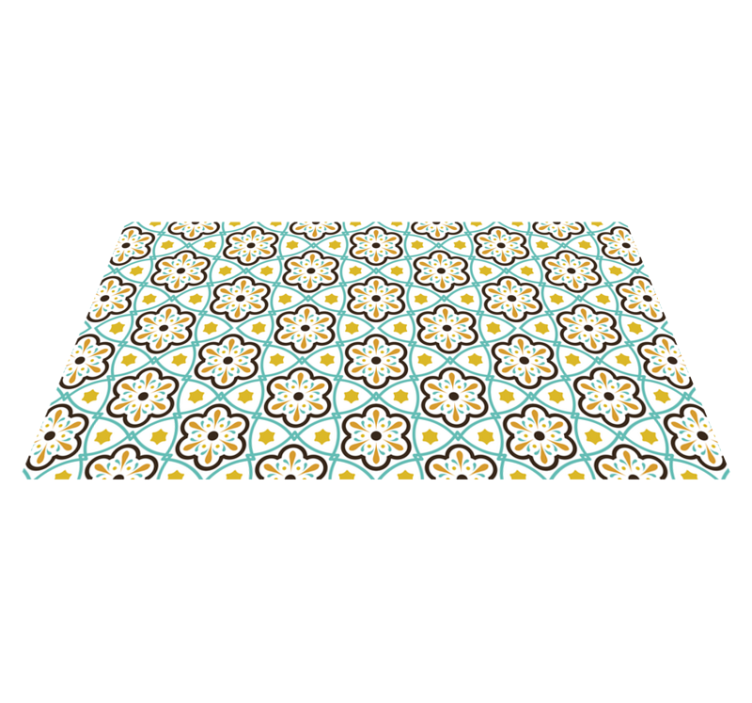 Tapis vinyle cuisine carreaux motif inspiration florale - TenStickers