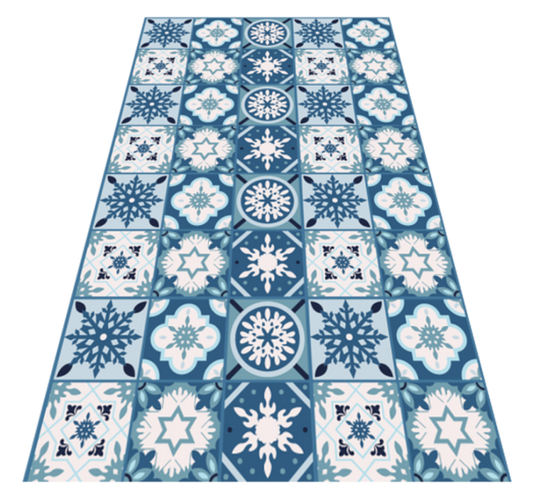 Tapis vinyle noël tuiles bleus flocon et neige - TenStickers