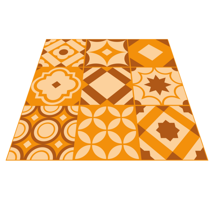 Tapis vinyle effet carrelage carreaux oranges - TenStickers